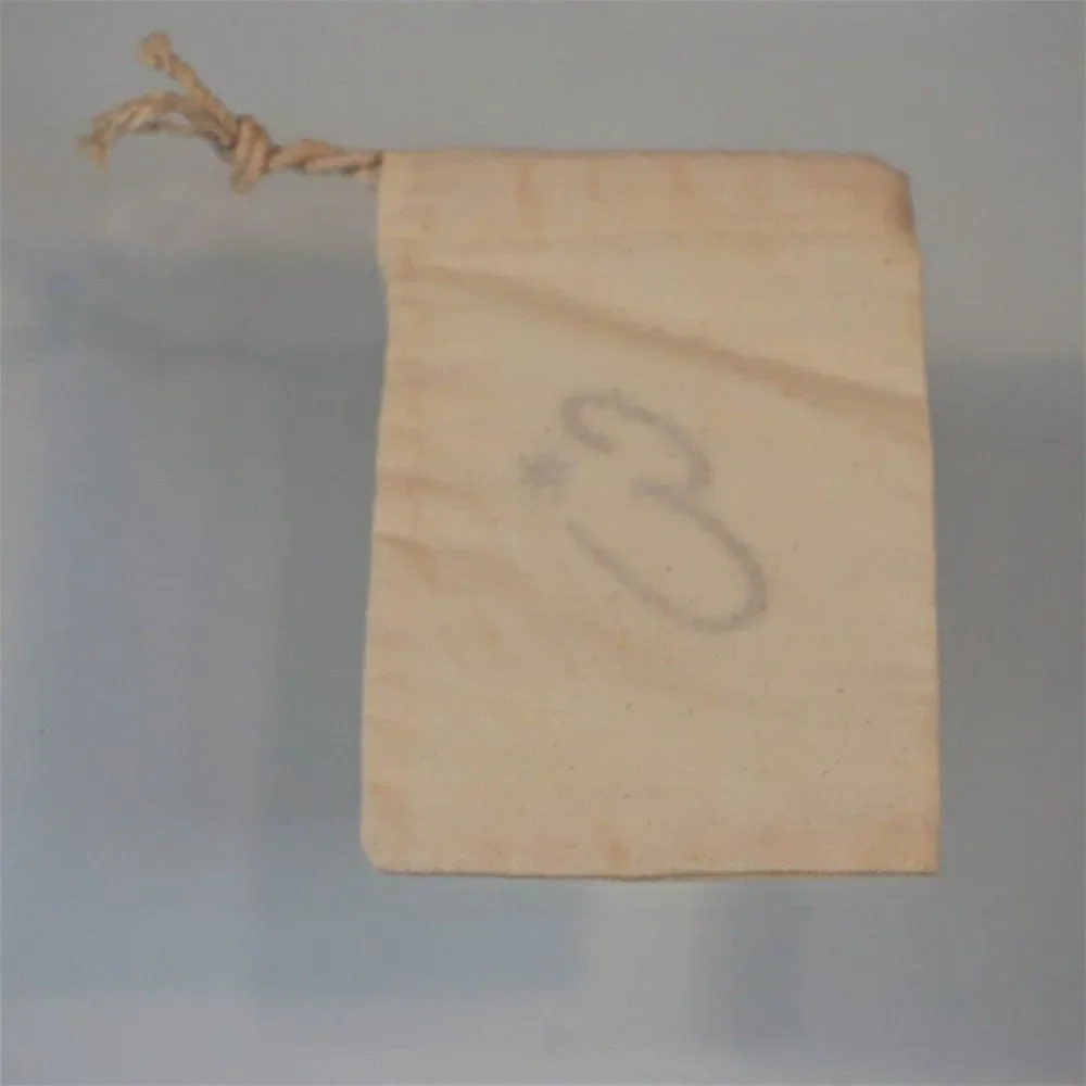 E Silver Jewelry Pouch Bleached Linen Drawstring Dust Bag Gift Bag